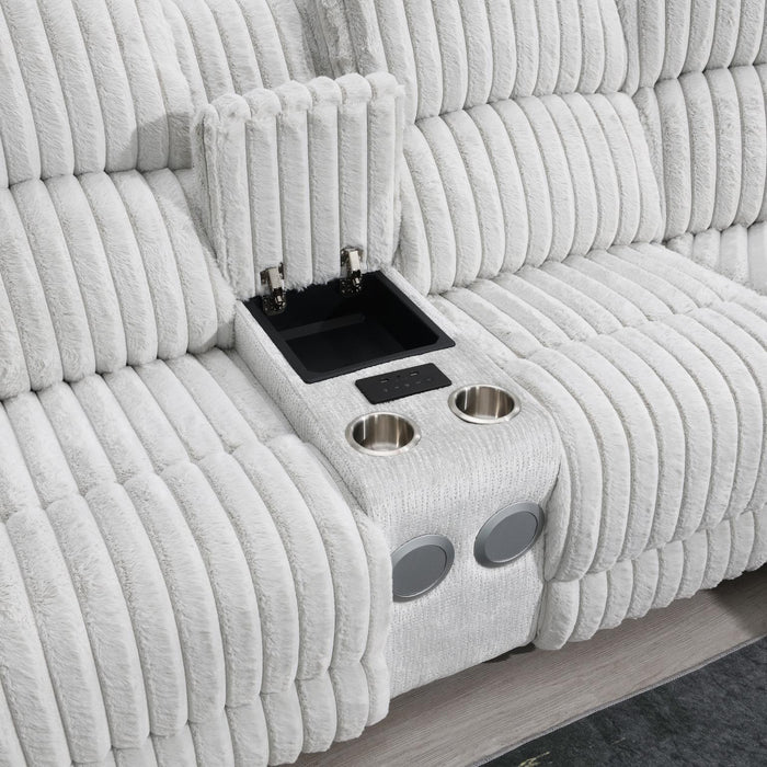 U61 - Corduroy Power 3 Piece Sectional With Bluetooth Speaker, And Wireless Charger - Gray