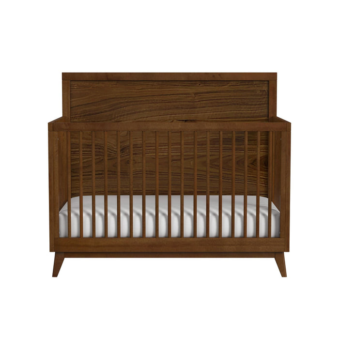 Malia - Crib With High Headboard And Guardrail - Walnut - Stylish Home Furniture