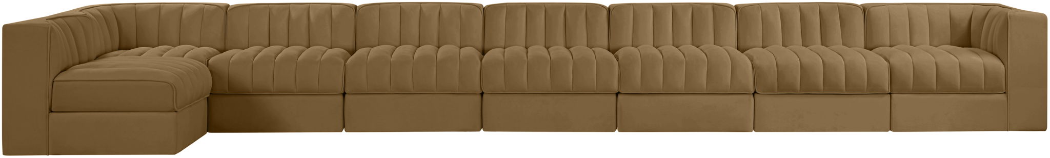 Rummi - Velvet Performance Fabric Upholstered 8 Piece Modular Sectional, L-Shaped (Right) - Stylish Home Furniture