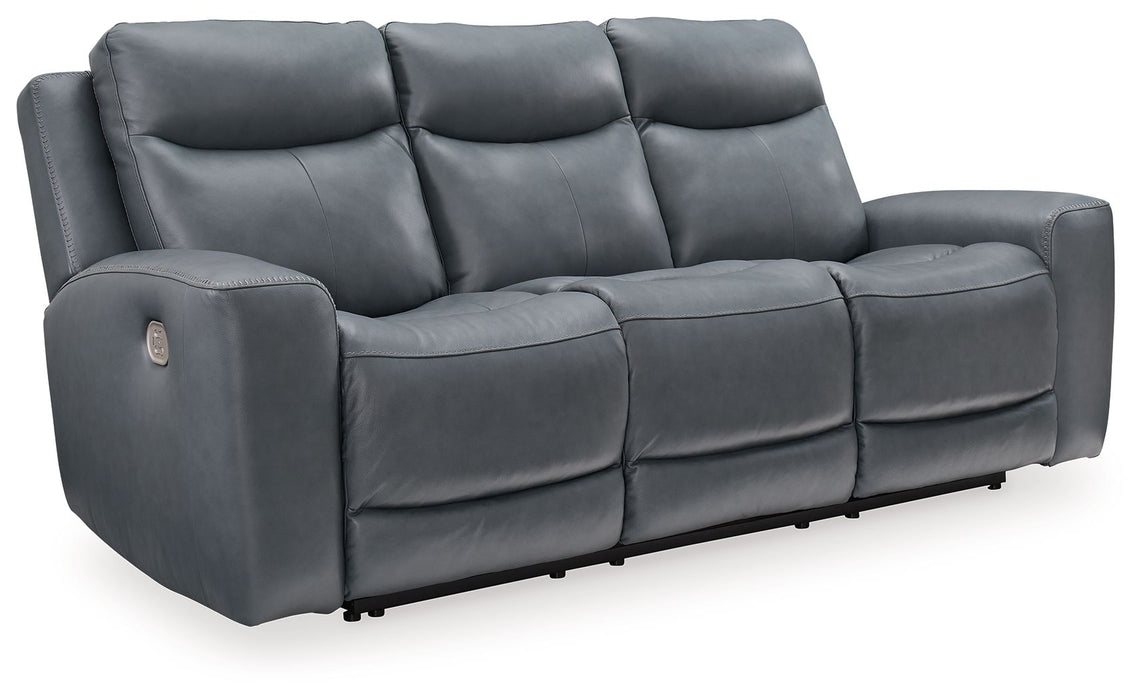 Mindanao - 2 Pc. - Power Reclining Sofa, Power Reclining Loveseat with Console - Steel - Stylish Home Furniture