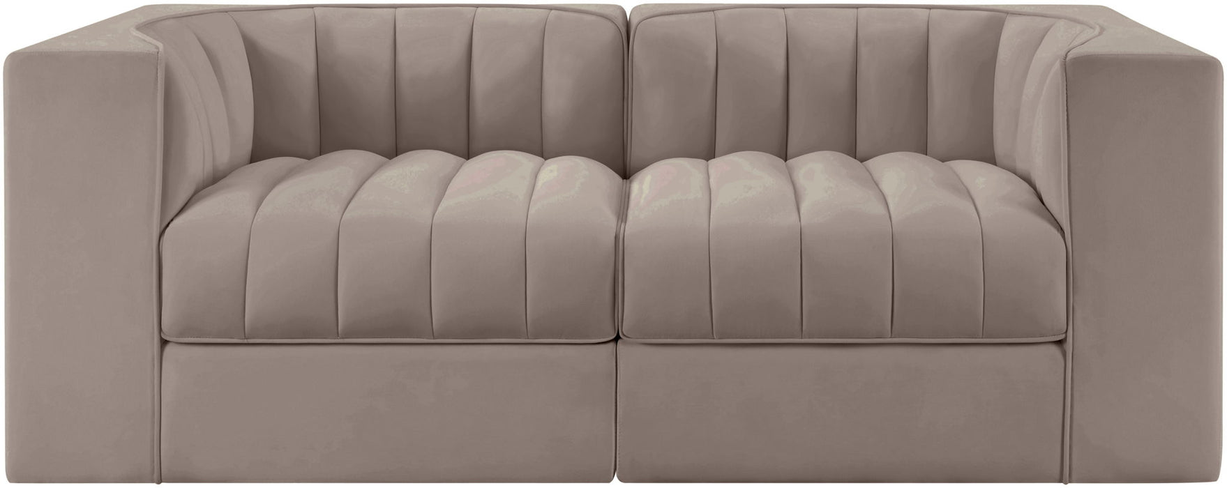 Rummi - Velvet Performance Fabric Upholstered 2 Piece Modular Loveseat - Stylish Home Furniture