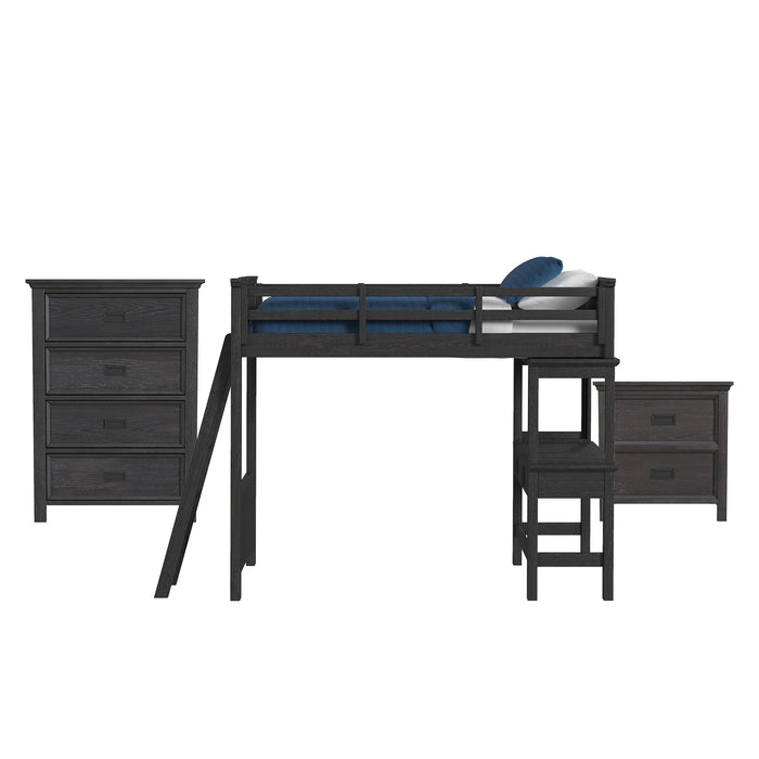 Hampton Kids - Loft With Ladder And Desk With Speaker Bedroom Set - Stylish Home Furniture