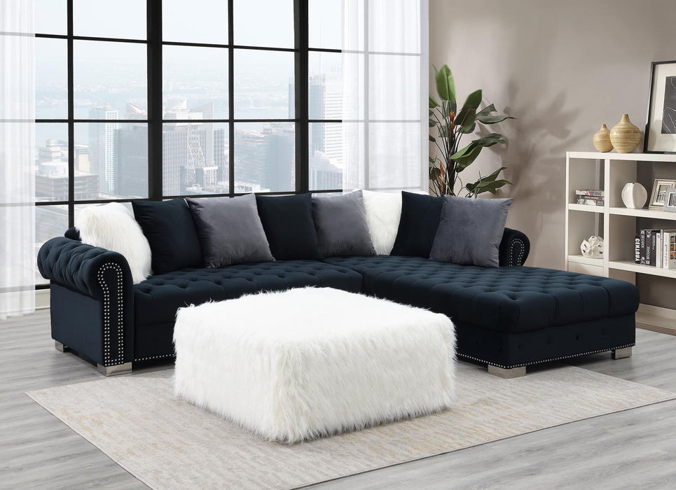 U303 - Fur Ottoman - White