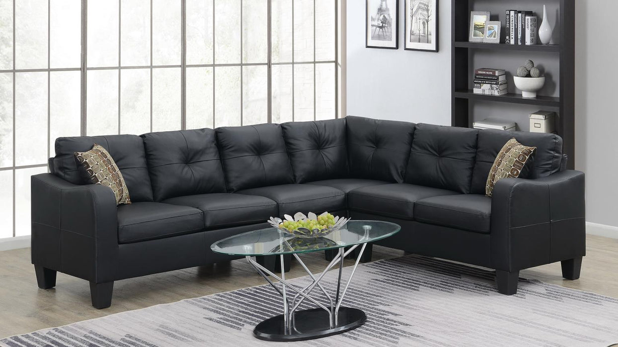 U334 - Faux Leather 4 Piece Sectional - Black