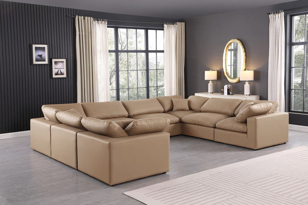 Comfy - 8 Piece Faux Leather Modular Sectional - Tan