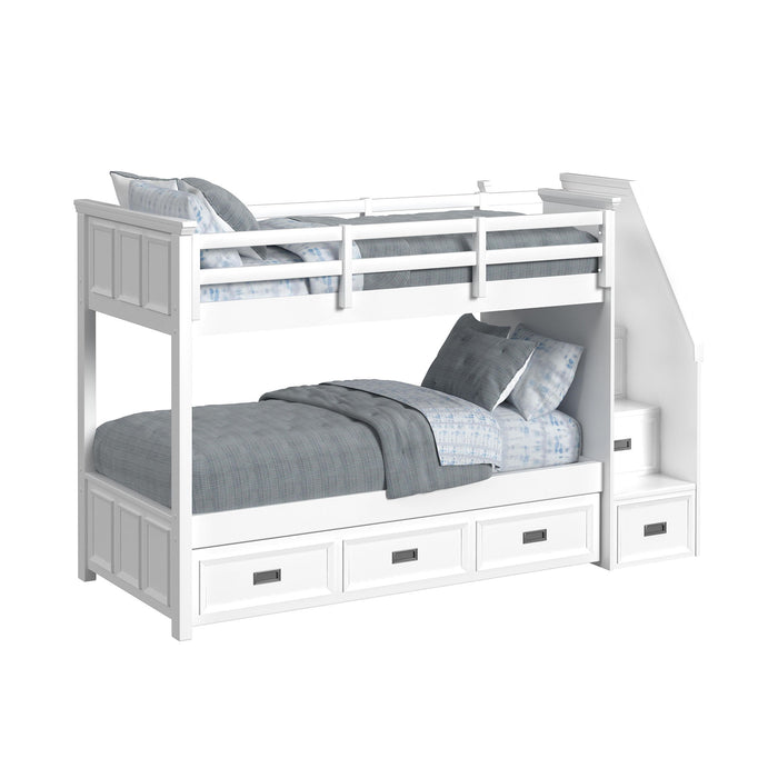 Hampton Kids - Bunk With Staircase And Trundle - Stylish Home Furniture