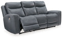 Mindanao - 2 Pc. - Power Reclining Sofa, Power Reclining Loveseat with Console - Steel - Stylish Home Furniture