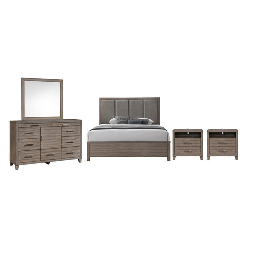 Harrisburg - 6/6 Eastern King 5 Piece Bedroom Set (Bed, Dresser, Mirror, 2 Nightstands) - Dark Gray - Stylish Home Furniture