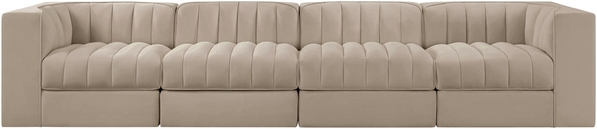 Rummi - Velvet Performance Fabric Upholstered 4 Piece Modular Sofa - Stylish Home Furniture