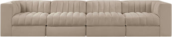 Rummi - Velvet Performance Fabric Upholstered 4 Piece Modular Sofa - Stylish Home Furniture