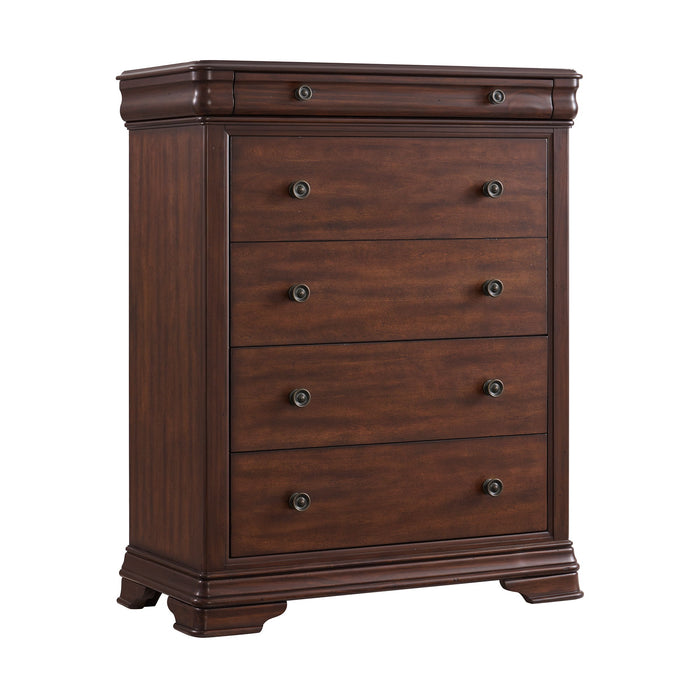 Phillipe - 5-Drawer Chest - Cherry - Stylish Home Furniture