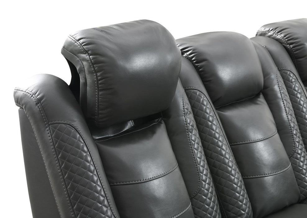 U93 - LED Power Reclining With Power Headrest, And Drop Down Table Sofa - Gray - Stylish Home Furniture