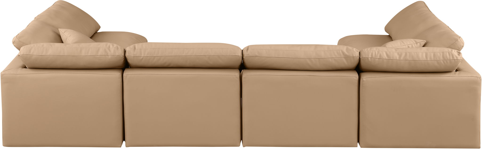 Indulge - Faux Leather 6 Piece Modular U-Shaped Sectional - Tan - Stylish Home Furniture