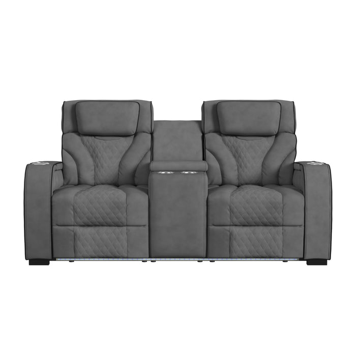 Blitz - Motion Loveseat With Console, And LED - Stylish Home Furniture