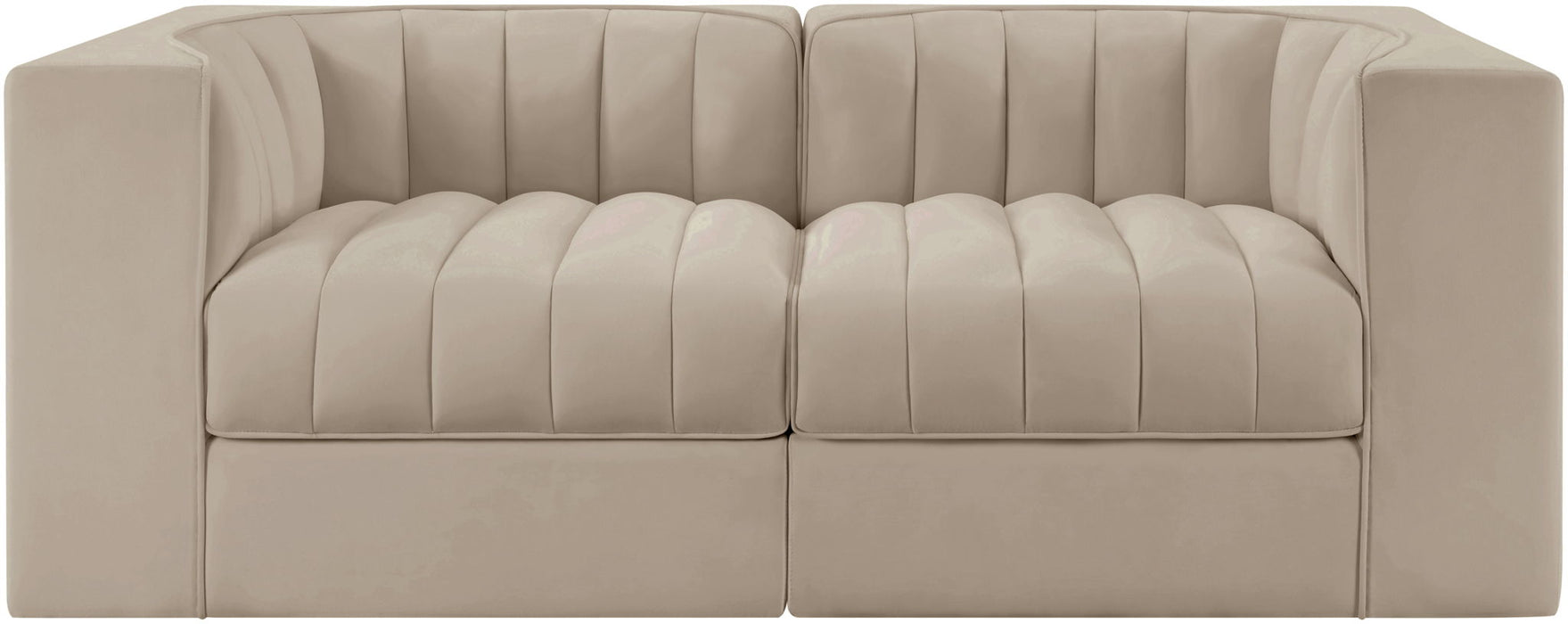Rummi - Velvet Performance Fabric Upholstered 2 Piece Modular Loveseat - Stylish Home Furniture
