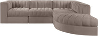 Rummi - Velvet Performance Fabric Upholstered 5 Piece Modular Sectional - Stylish Home Furniture