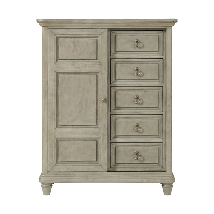 Whit-Ash - 5-Drawer Door Chest - Light Gray - Stylish Home Furniture