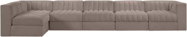 Rummi - Velvet Performance Fabric Upholstered 6 Piece Modular Sectional, L-Shaped (Right) - Stylish Home Furniture