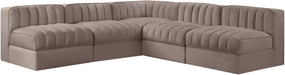Rummi - Armless Velvet Performance Fabric Upholstered 5 Piece Modular Sectional - Stylish Home Furniture