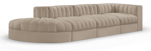 Rummi - Velvet Performance Fabric Upholstered 4 Piece Modular Sectional With Reverse Corner Chair - Stylish Home Furniture