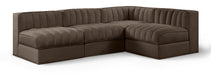 Rummi - Armless Velvet Performance Fabric Upholstered 4 Piece Modular Sectional - Stylish Home Furniture