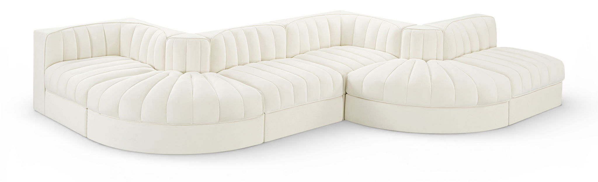 Rummi - Rounded Velvet Performance Fabric Upholstered 6 Piece Modular Sectional - Stylish Home Furniture