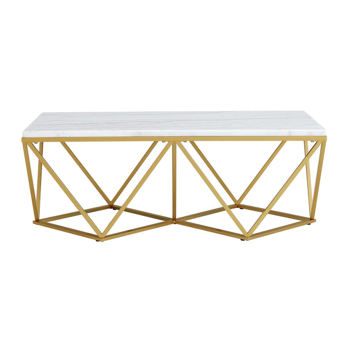 Riko - Rectangular Coffee Table With Metal Leg - Gold - Stylish Home Furniture