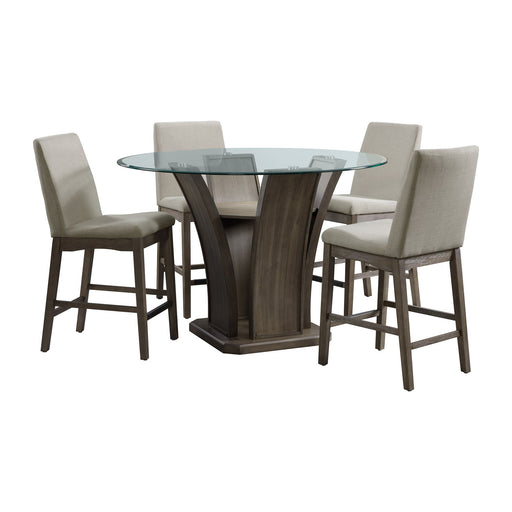 Dapper - 5 Piece Round Counter Height Dining Set (Table And Four Chairs) - Walnut - Stylish Home Furniture