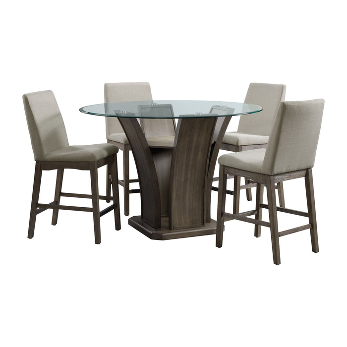 Dapper - 5 Piece Round Counter Height Dining Set (Table And Four Chairs) - Walnut - Stylish Home Furniture