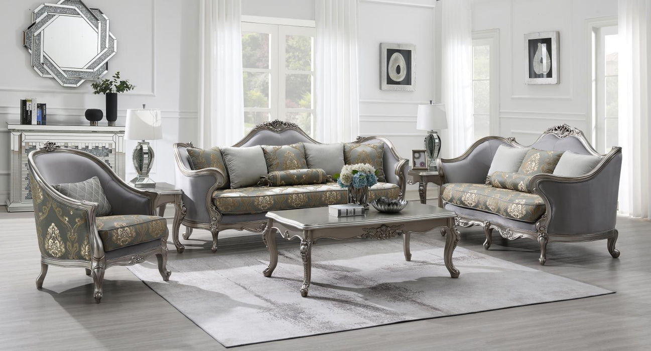 T198 - Coffee Table & 2 End Tables - Pearl Silver