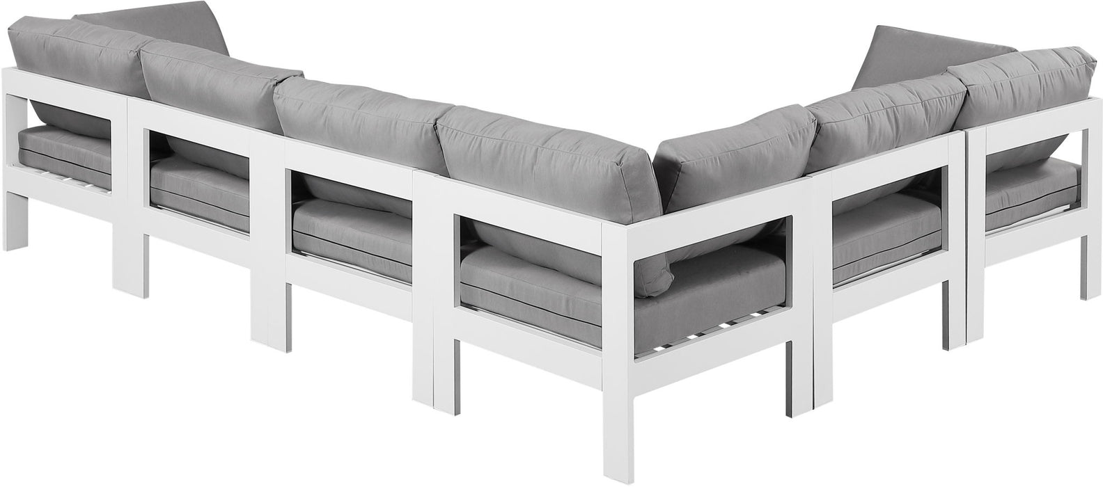 Nizuc - Outdoor Patio 6 Piece Modular Sectional With White Frame