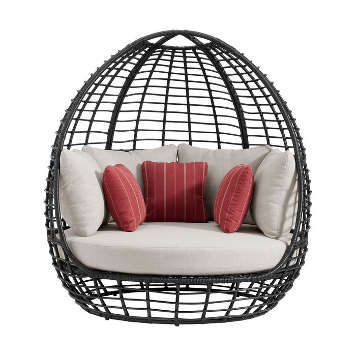Playa - Twin Egg Chair With 3 Pillows - Dark Gray / Beige - Stylish Home Furniture