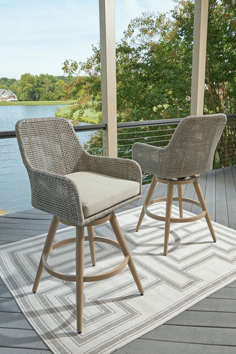 Seton Creek - Barstool With Cushion (Set of 2) - Beige / Gray - Stylish Home Furniture