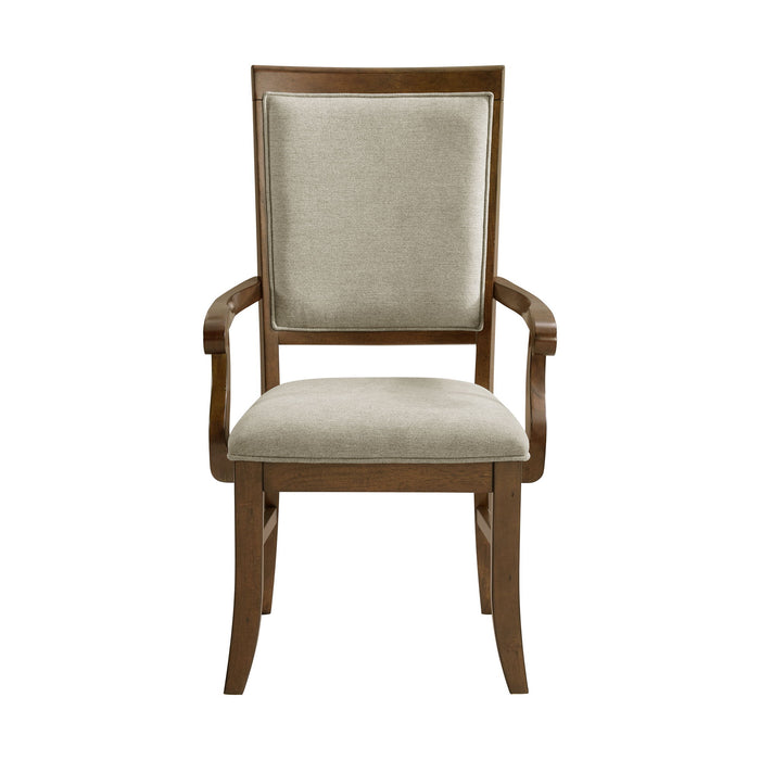 Phillipe - Dining Arm Chair With Fabric (Set of 2) - Cherry And Gray - Stylish Home Furniture