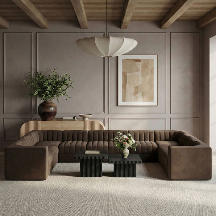 Rummi - Velvet Performance Fabric Upholstered 10 Piece Modular Sectional - Stylish Home Furniture