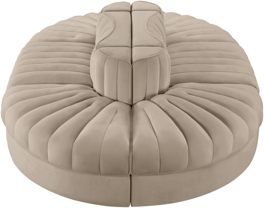 Rummi - Oval Velvet Performance Fabric Upholstered 6 Piece Modular Sectional - Stylish Home Furniture