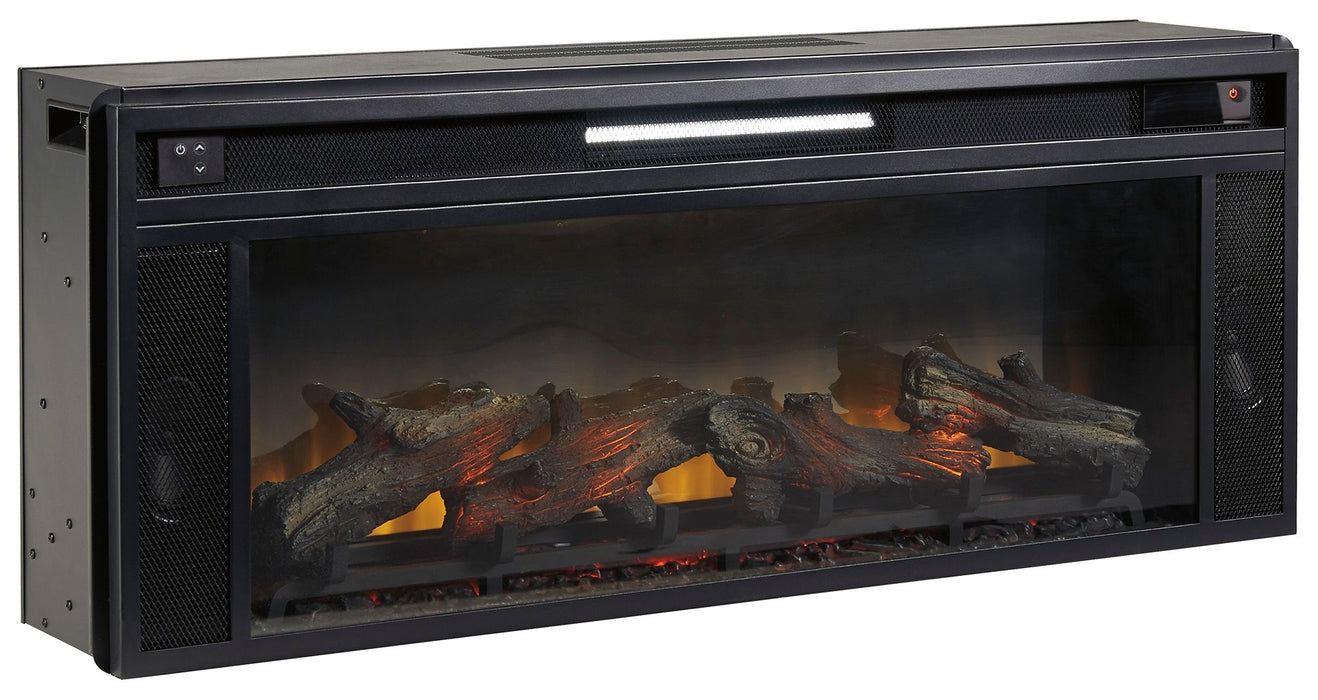 Foyland - 83" TV Stand With Electric Infrared Fireplace Insert - Black / Brown - Stylish Home Furniture
