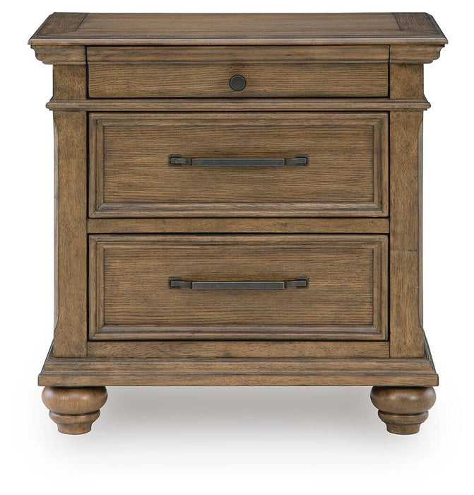 Karallin - Three Drawer Night Stand - Medium Brown - Stylish Home Furniture
