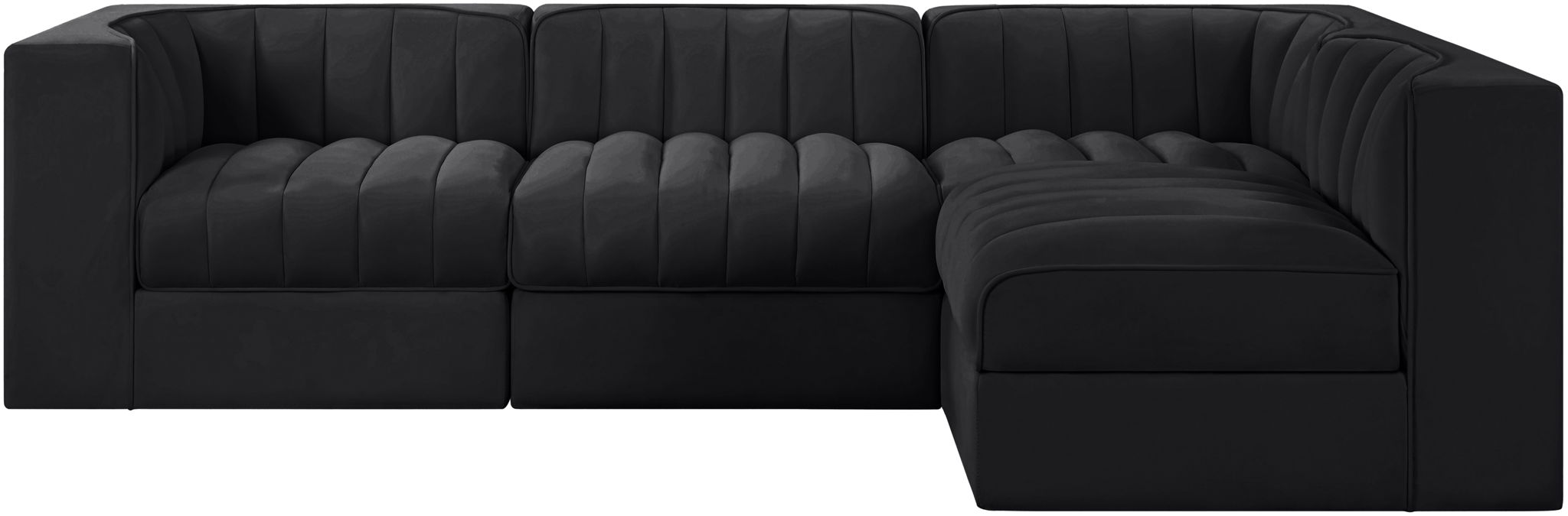 Rummi - Velvet Performance Fabric Upholstered 4 Piece Modular Sectional - Stylish Home Furniture