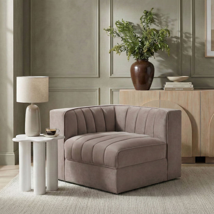 Rummi - Velvet Performance Fabric Upholstered Modular Corner Chair - Stylish Home Furniture