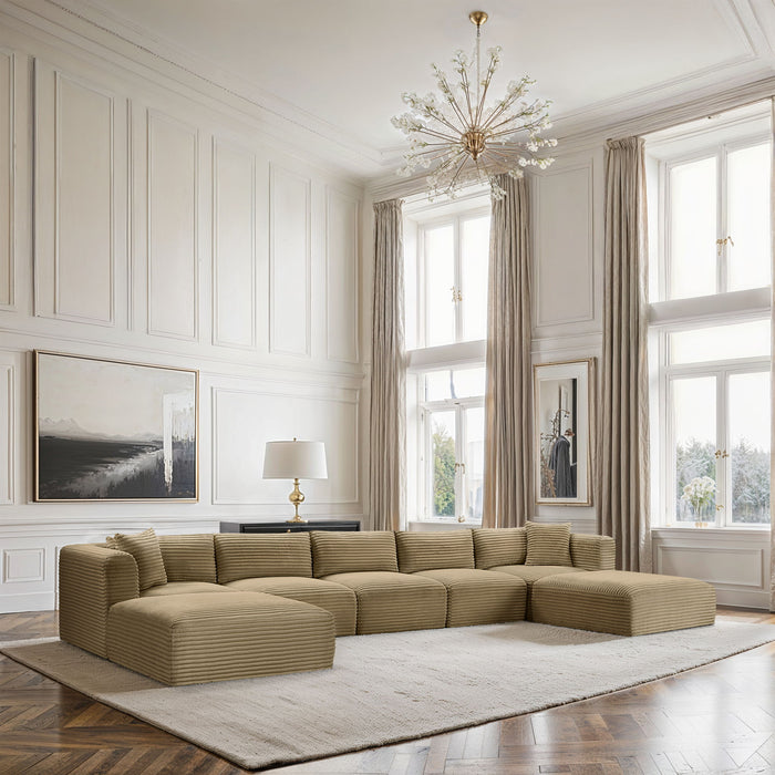 Shaggy - 7 Piece Modular Sectional With 2 Ottomans