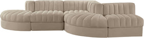Rummi - Rounded Velvet Performance Fabric Upholstered 5 Piece Modular Sectional - Stylish Home Furniture