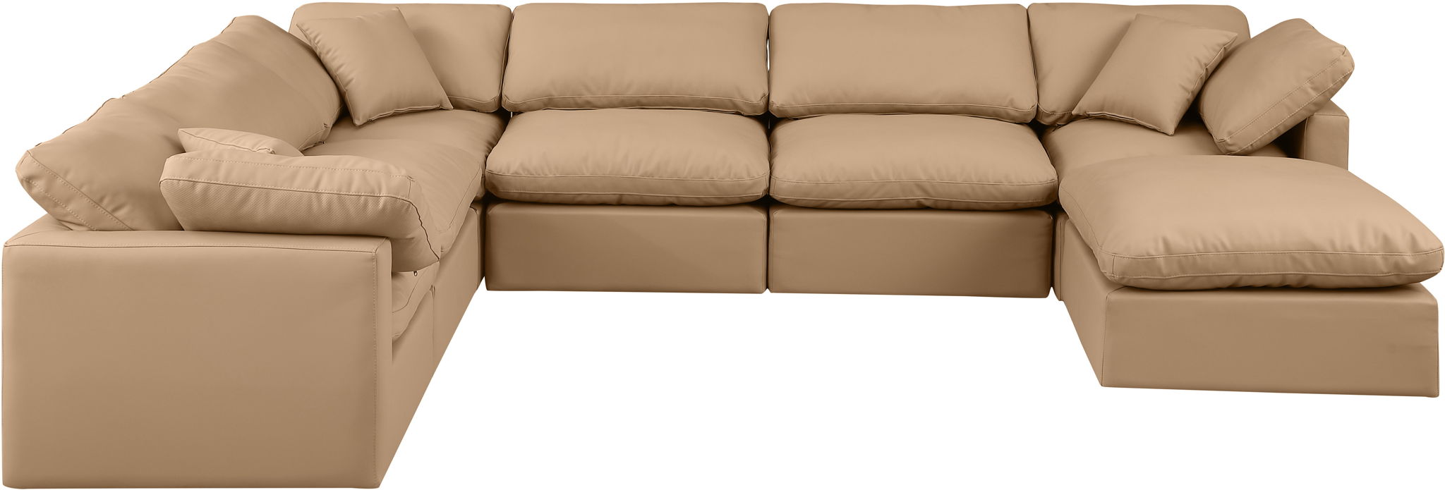 Indulge - Faux Leather 7 Piece Modular Sectional - Tan - Stylish Home Furniture