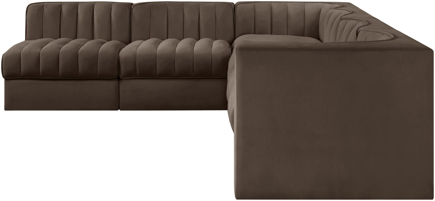 Rummi - Velvet Performance Fabric Upholstered 6 Piece Modular Sectional - Stylish Home Furniture