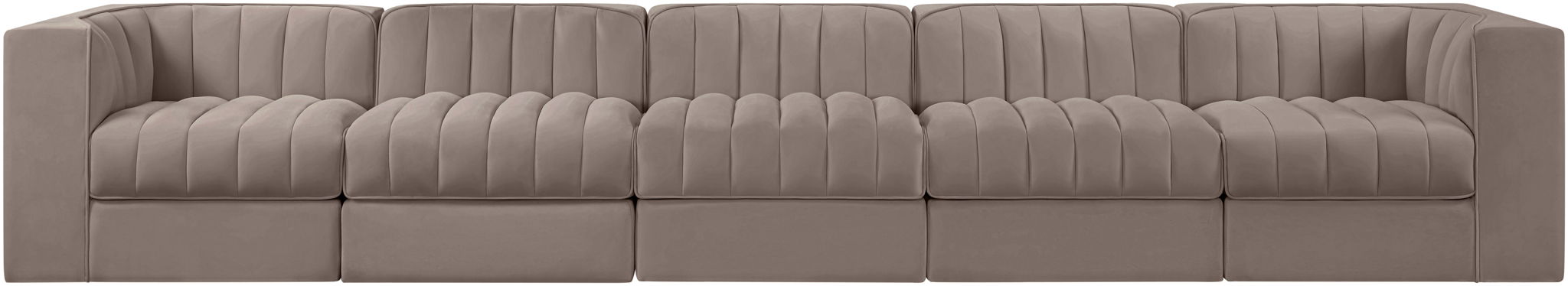 Rummi - Velvet Performance Fabric Upholstered 5 Piece Modular Sofa - Stylish Home Furniture