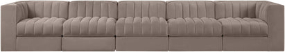 Rummi - Velvet Performance Fabric Upholstered 5 Piece Modular Sofa - Stylish Home Furniture