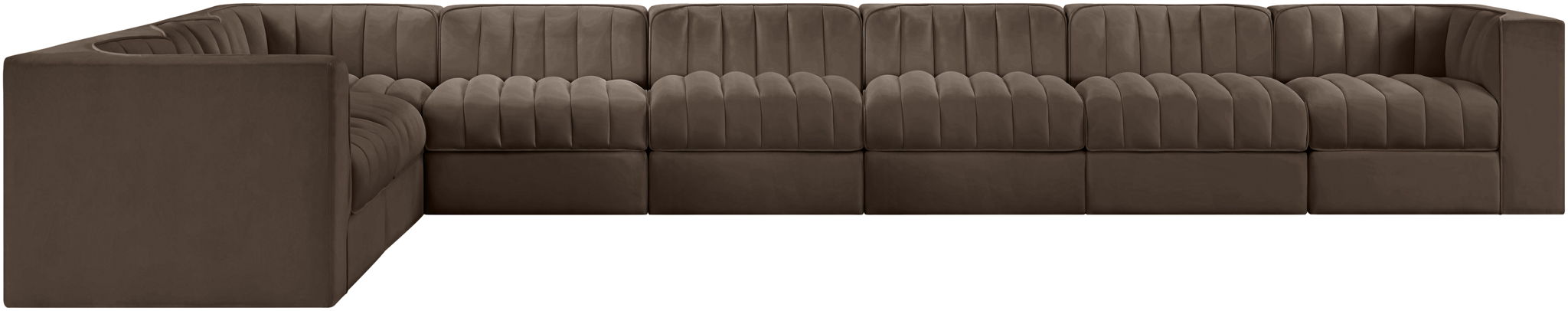 Rummi - Velvet Performance Fabric Upholstered 8 Piece Modular Sectional (With 3 Corner Chairs) - Stylish Home Furniture