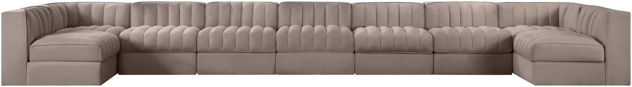 Rummi - Armless Velvet Performance Fabric Upholstered 9 Piece Modular Sectional - Stylish Home Furniture