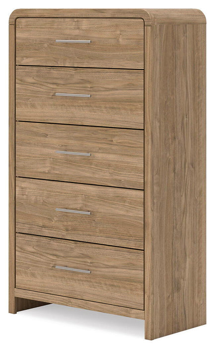 Gramburg - Five Drawer Chest - Warm Natural Brown - Stylish Home Furniture