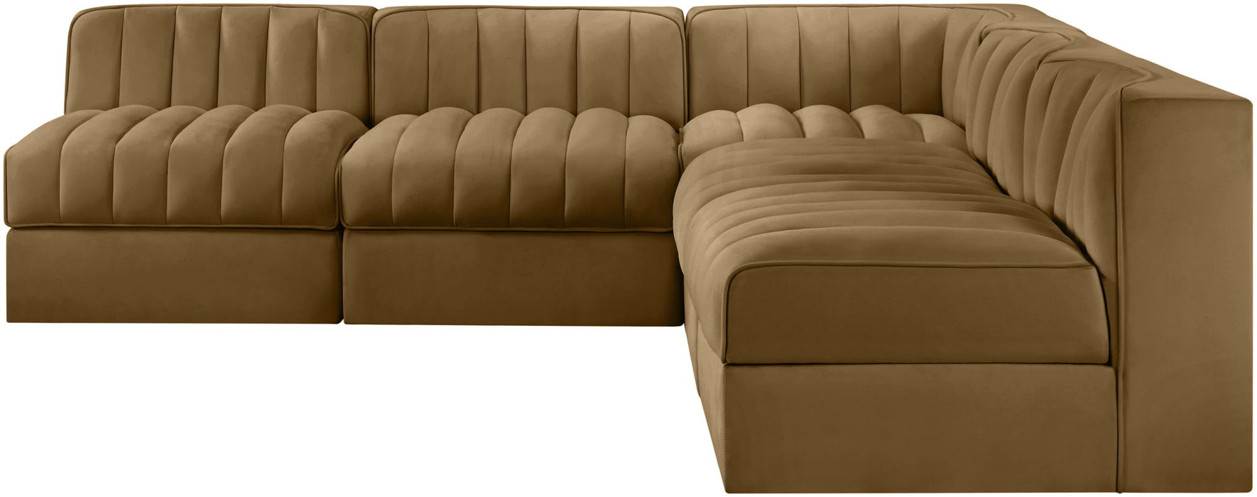 Rummi - Armless Velvet Performance Fabric Upholstered 5 Piece Modular Sectional - Stylish Home Furniture